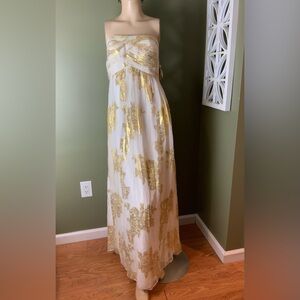 Oleg Cassini ivory and gold gown size 4 brand new with tags lord & Taylor